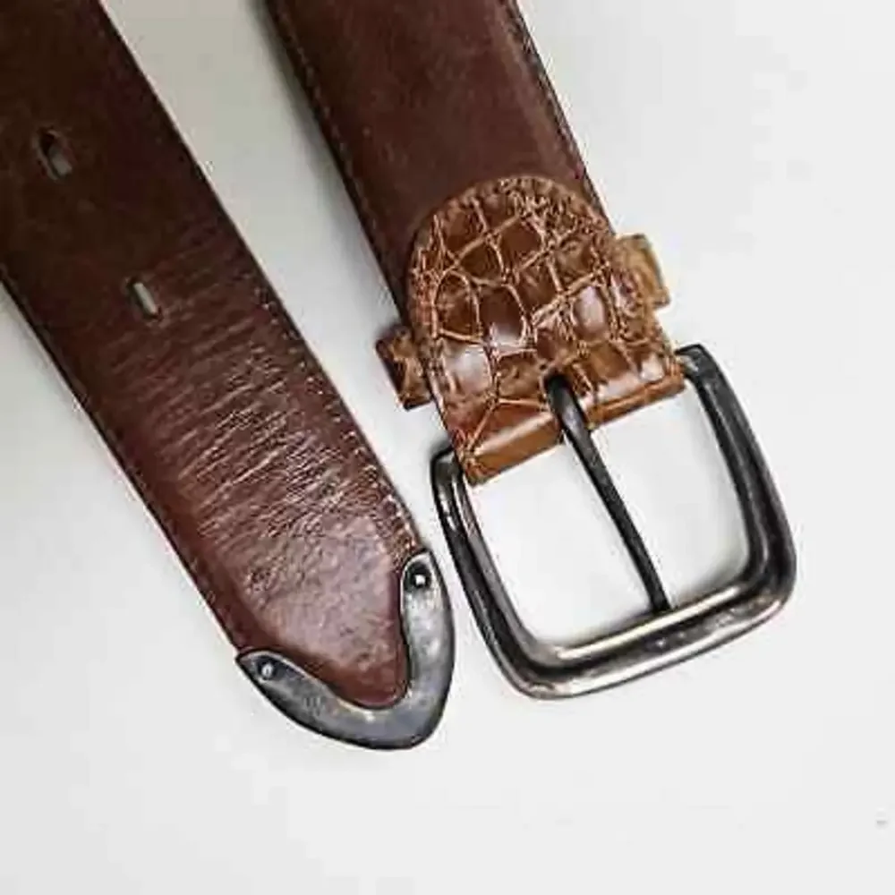 Vintage Ralph Lauren Alligator Leather & Sterling Silver‎ Belt 2268 Men 30 Brown